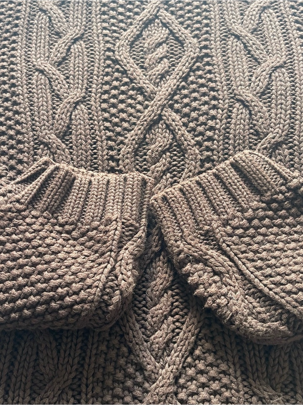 Lauren Ralph Lauren 100% cotton chocolate cable knit pullover sweater, size L - Picture 6 of 12